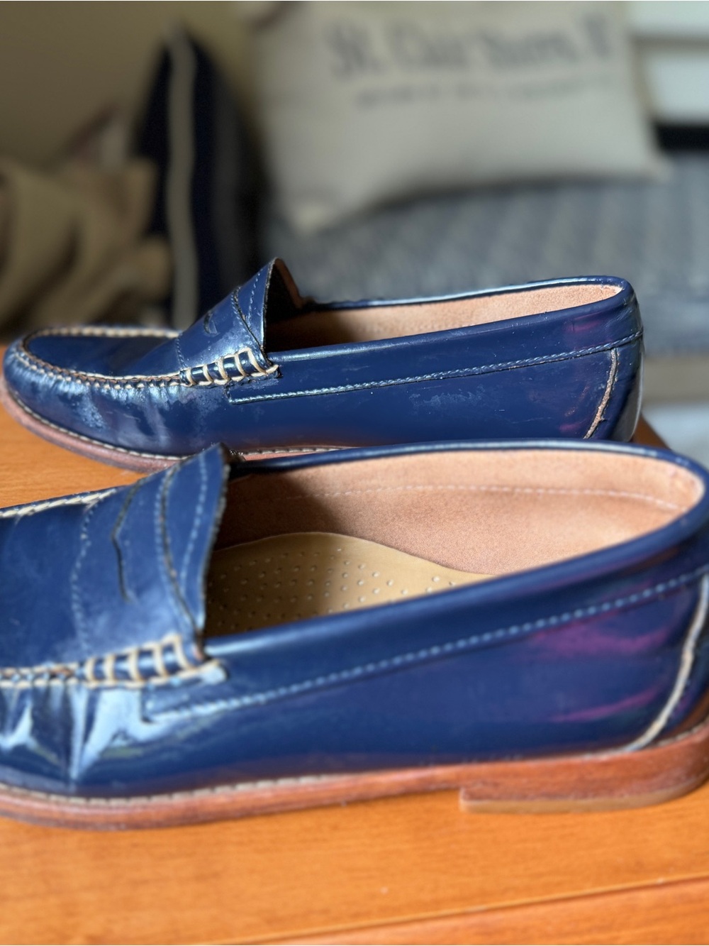 G.H. Bass & Co. Blue Patent Leather Penny Loafers - Picture 4 of 6